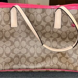 Brown and Pink Coach Purse with Matching Wallet